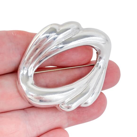 Vintage Mexico Sterling Silver 925 Abstract Swirl Modernist Brooch - Picture 1 of 7